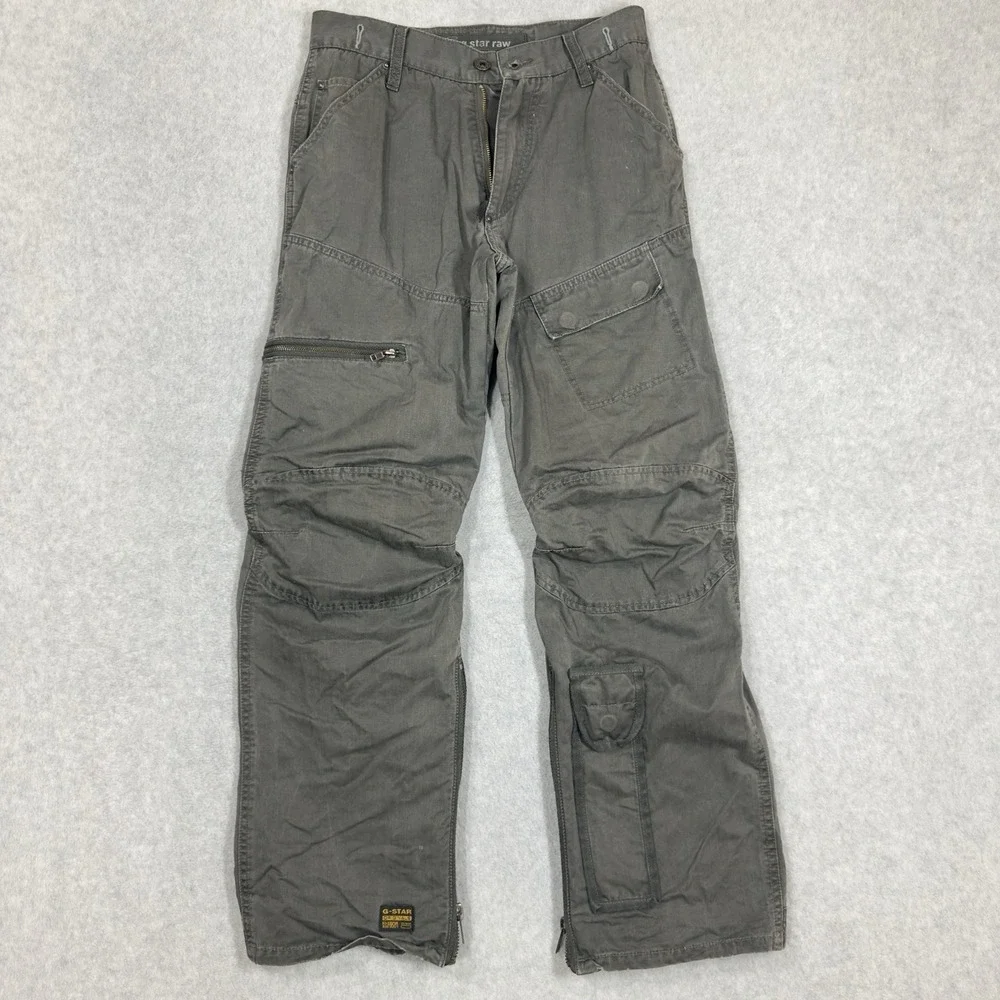 G-Star Raw SC ARMY ELWOOD Pants Mens 28x32 Gray Cargo Utility Knife Pocket - Picture 1 of 8